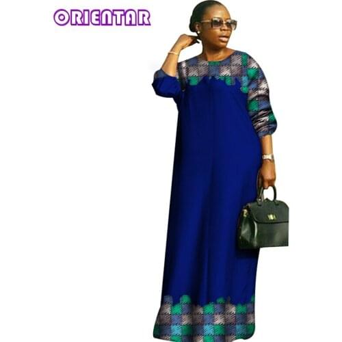 2020 African Dresses for Women Fashion Design Dashiki Dress Women Bazin Riche O-neck Long Loose Dress Plus Size 6xl WY2879