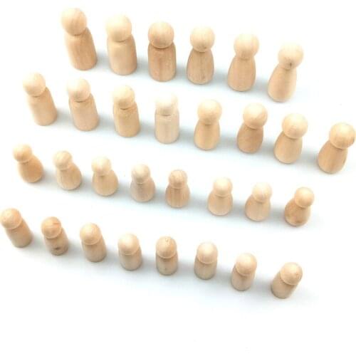 30pcs Wood Color Painting DIY Boys And Girls Mixed Doll Unfinished Wooden People Set For DIY Painting Home Decor