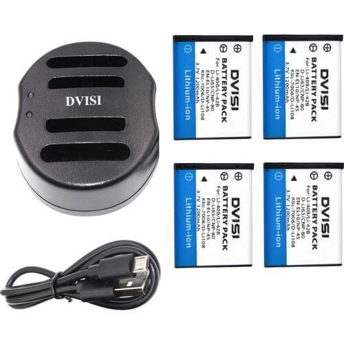 4Pcs DVISI LI-40B LI-42B Li 40B 42B Battery + Charger kit for Olympus Stylus 1040 1050W 1060 1070 1200 7000 7010 7020 7030 7040