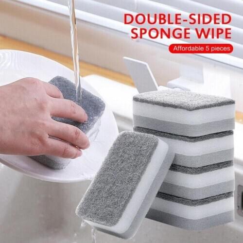 5pcs/set Highly Efficient Scouring Pad Dish Cloth Cleaning Brush Kitchen Rags Strong Decontamination Dish Towels Household
