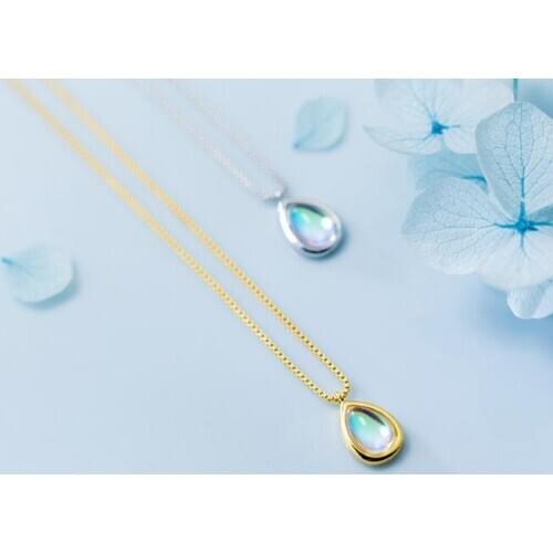 7mm*11mm 1pc Real. 925 Sterling silver azure Glaze Waterdrop Oval necklace Pendant Womens Fine Jewelry TLX962