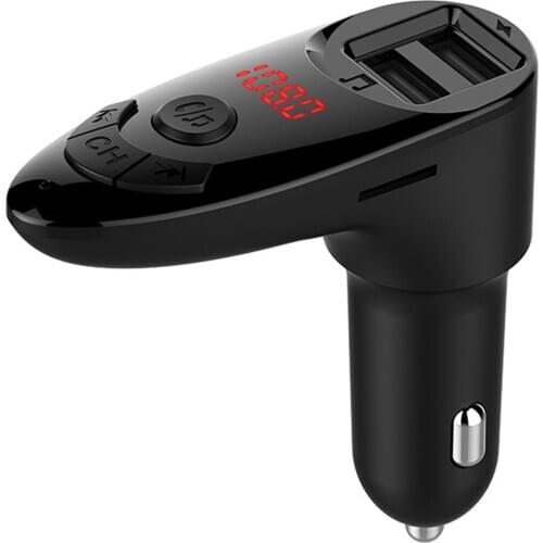 BT 5.0 Black White Hands-Free Car Kit MP3 Player 3.1A Dual USB Charger With Digital Display For 12V-24V Vehicles And More