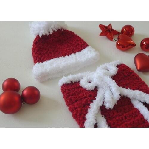 Free shipping,Crochet Baby red Christmas Beanie with Diaper Cover,Crochet hat shorts baby Set Newborn Photo Prop NB-3M cotton