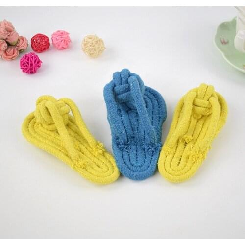 1 Piece Pet Cotton Rope Toys Candy Color Cotton Rope Shoes Shape Bite-resistant Slippers Dog Training Toys