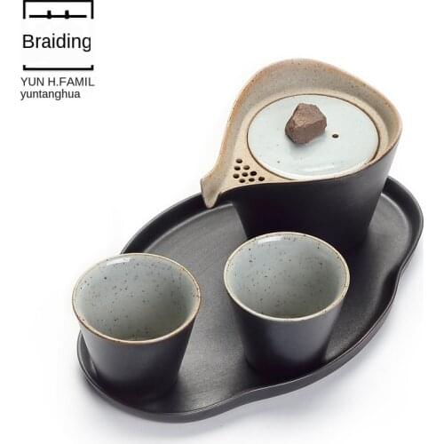 A Pot of Two Cups Set Tea Portable Travel Ceramic Cup Dry-Bulb Disk Kung Fu Tea Set Ceramic Tea Set Travel Tea Set Gaiwan
