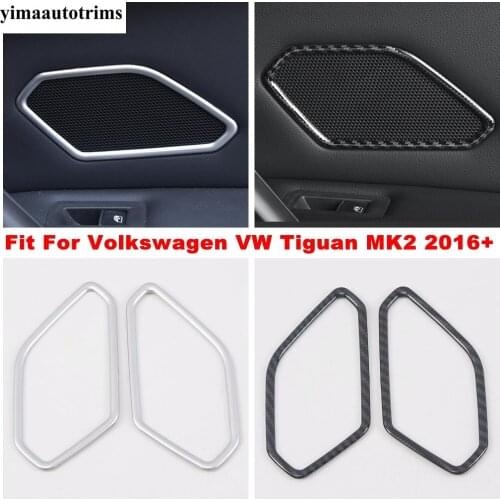 For Volkswagen VW Tiguan MK2 2016 - 2021 Back Door Speaker Decor Cover Trim ABS Carbon Fiber / Matte Interior Kit Accessories