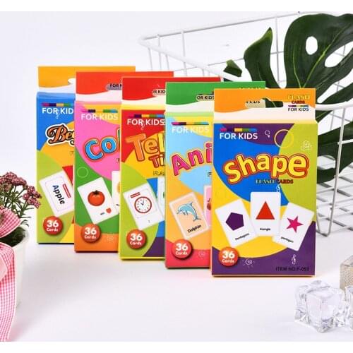 Children Recognition Color Animal Shape Cognition Enlightenment Educational Toys Early Teaching Clock Letter Cards 0-6 Years Old