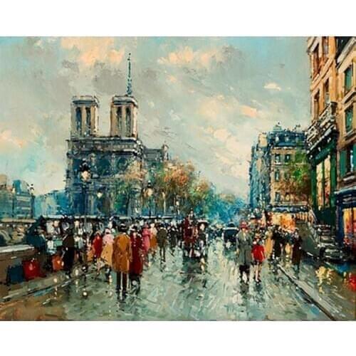 GATYZTORY Street Pedestrians Diy Oil Painting On Canvas Handpainted Picture By Numbers Art For Living Room Arts