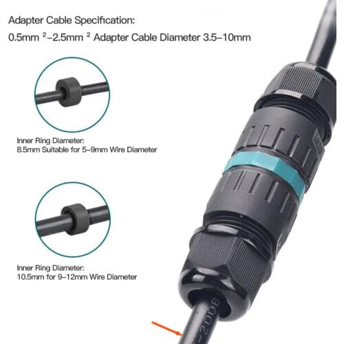 M20 3Pin Cable Connector 5-12mm 450V 24A IP68 Waterproof Connectors Push-type Screw-free Outdoor Electrical Wire Junction Box