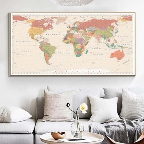 World Map Pictures Canvas Painting Wall Art For Living Room Bedroom Office Modern Home Decorative Posters NO FRAME