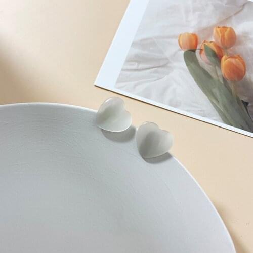 Sweet Acrylic Heart Stud Earrings Delicate Transparent Mini Trendy Earring for Women Girls 2021 Jewelry Gift