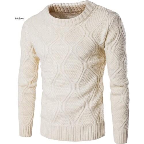 Autumn Mens Casual Pullover Wool sweater Warm winter mens round neck solid sweater men , Fashion twist knit sweater
