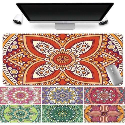 Mouse Pad Gaming Gamer Large Table Mat Mandala Pattern Office Computer Desk Mat Large PU Leather Computer Keyboard Desk Mat