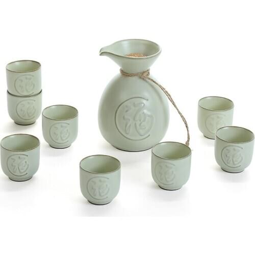 Sake Wine Set Set Ceramic Wine Flask Japanese Style Wine Pot Sake Cup Household Small Wine Pot vodka gift set for men