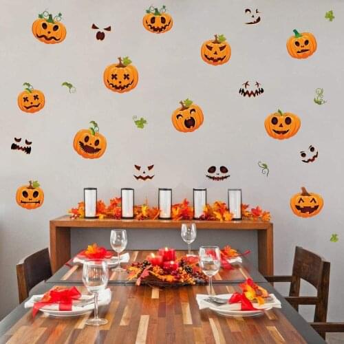 Halloween DIY Pumpkin Wall Stickers Self-adhesive Halloween Decoration Glass Window Stickers Kids Room Decor