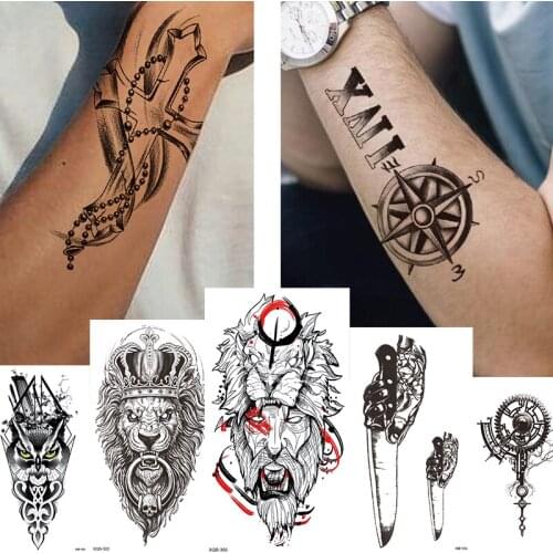 Snake Stickers for Boy Man Big Wolf Lion Tiger Sticker Decals Temporary Tattoo Fake Waterproof Tattoos Chest Arm Bikini Leg