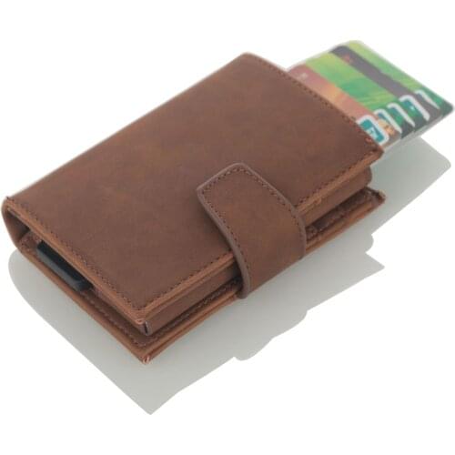 New Pu Leather Automatic Card Wallet Credit Box Pickup Holder Anti-rfid Wallet Buxiness Card Holder Credit Card Package