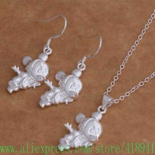 Silver Plated Jewelry Sets Earring 013 + Necklace 016 /dwtamoaa axvajpca AS017