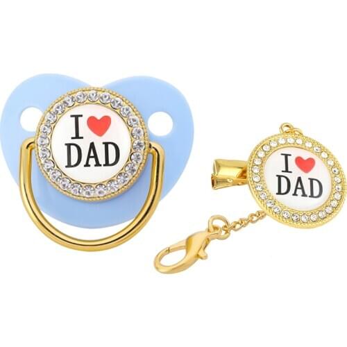 BLINGONLY Factory Direct Promotion I LOVE DAD Blue Soother Pacifier For Babies