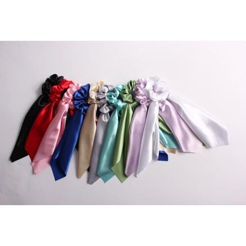Hair Band Scrunchie Streamer Accessories Women Girl Ponytail Elastic Scrunchies Ropes Satin Ribbon Hair Ties Headwear 20pcs F309