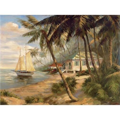 Hand Painted contemporary art coastal landscapes Oil painting on canvas Key West Hideaway wall decor High quality