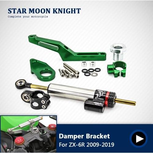 Stabilizer Steering Damper Mounting Bracket Kit For Kawasaki Ninja ZX6R ABS ZX636 2012 2013 2014 2015 2016 2017 2018 2009-2019
