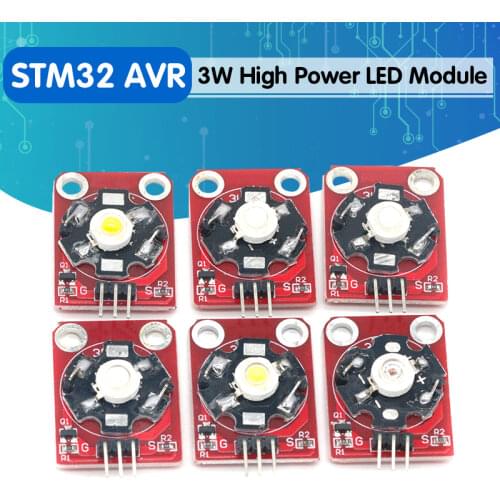 3W High Power LED Module Blue/Green/Purple/Red/White/Yellow LED with PCB Chassis for Arduino STM32 AVR
