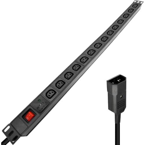 PDU Power Strip 14AC IEC C13 Socket Switch SPD Surge Protection 4000W 2M Cable For Server Network Cabinet Rack