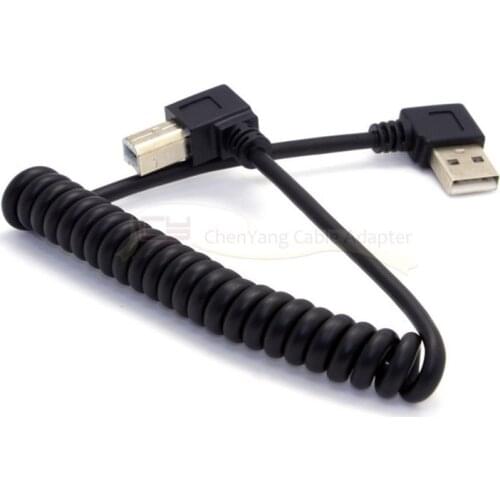 USB Cable Right Angled USB 2.0 A Male to B Angled Male 90 degree Stretch Cable for Printer Scanner & Hard Disk 50cm/0.5m