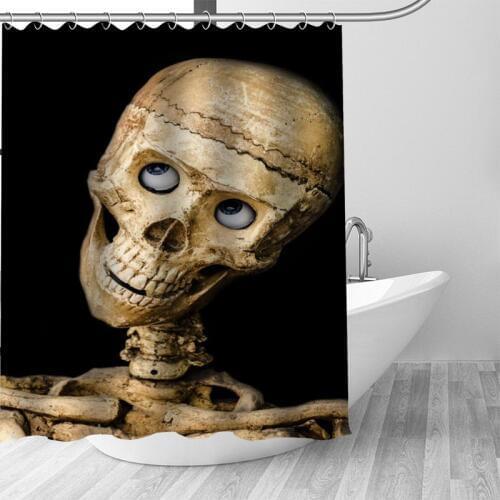 Halloween Shower Curtain Skull Gothic Decoration Polyester Fabric Print Bathroom Curtain Waterproof Bathroom Product With Hook
