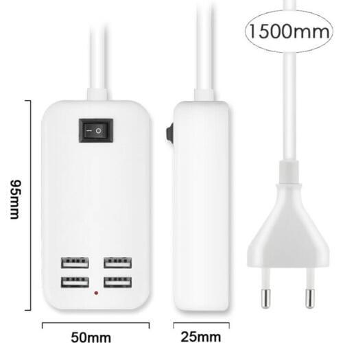15W 4USB Charger Multi-port USB charging plug for universal charging of -iPhone smartphone tablet