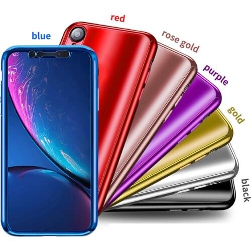 100PCS Electroplating Mirror 360 Degree Cases Cover With Tempered Glass for iPhone 6 6s 7 8 Plus X XS XR Max Case By Free DHL
