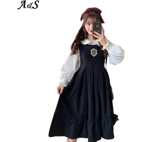 Anbenser Sweet Lolita Students Lolitas Dress Jsk Dresses Women Vintage Black Dress Japanese Harajuku Kawaii Cute College Uniform