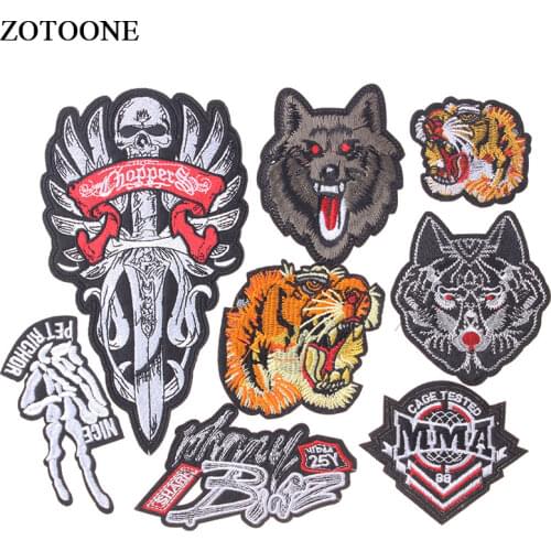 ZOTOONE 1PC Death Skull Hand Iron on Patches for Clothing Tiger Applique Motif Stripes Stickers Badges Clothes Sticker E
