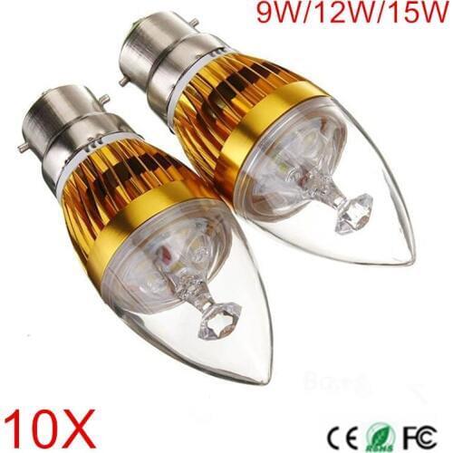 10Pcs Dimmable B22 9W/12W/15W AC85-265V 3*3W/4*3W/5*3W LED Candle light LED Lamp Bulb Replace 20W-50W Incandescent lamp