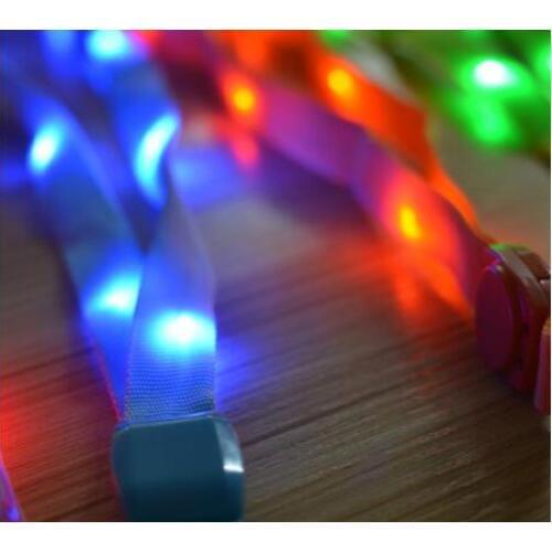 200 pcs/lot LED Light Up Neck Strap Band Lanyard Key Chain ID Badge Hanging Lace Rope Mobile Phone Strapes Party Decoration