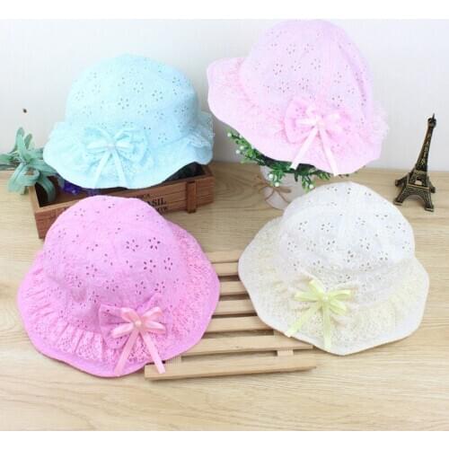 2018 Baby Girls Hat Cute Summer Spring Toddler Kids Newborn Children Lace Floral Bow Bucket Sun Cap Baby Clothing Accessories