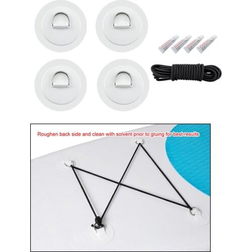 4pcs 316 Stainless Steel D-Ring Patch D Ring Patch Kit Pvc Inflatable Boat for Raft Dinghy Kayak Surfboard