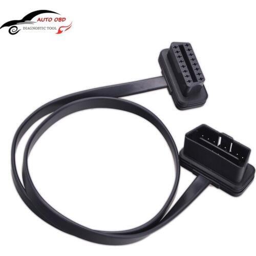 60CM 5pcs Thin OBD2 Flat Noodle 16 Pin ELM327 Male To Female Elbow Extension Cable 2ft OBD 2 Diagnostic Tool Car-detector