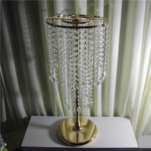 62cm Tall Crystal Wedding Centerpiece Gold Table Center Flower Stand For Wedding Decoration