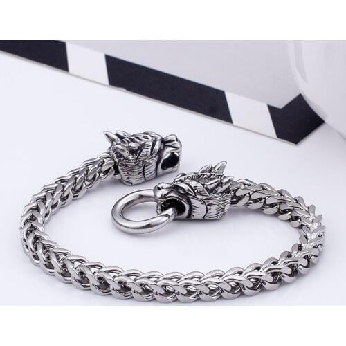 8.8'' 6mm 45g Fashion Mens Biker Stainless steel Casting dragon Figaro Chain Gothic Bracelet
