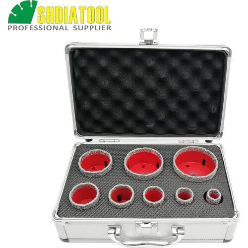 SHDIATOOL 1set M14 Vacuum Brazed Diamond Drill Core Bits With Box Dia 20+25+30+35+40+50+60+68mm Granite Marble Ceramic Hole Saw
