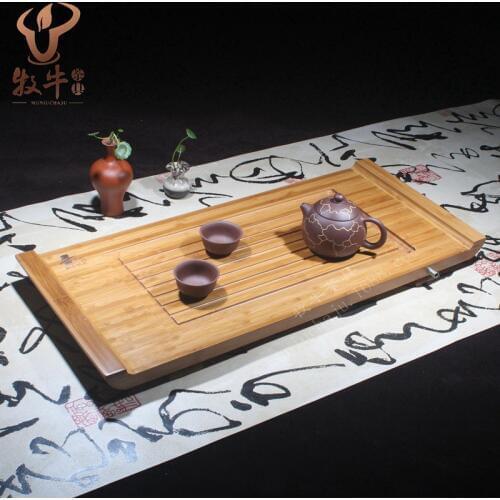 Bamboo bamboo tea tray personality caifeiyang 58*26*4 Kung Fu tea gift set LOGO custom mixed batch