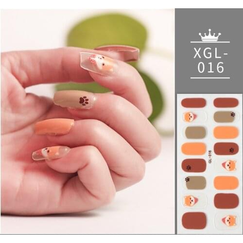Dropshipping 1Pcs Glitter Nail Polish Stickers Nail Art DIY Self Adhesive Animal Nail Decals Full Cover Nail Stickers for Women