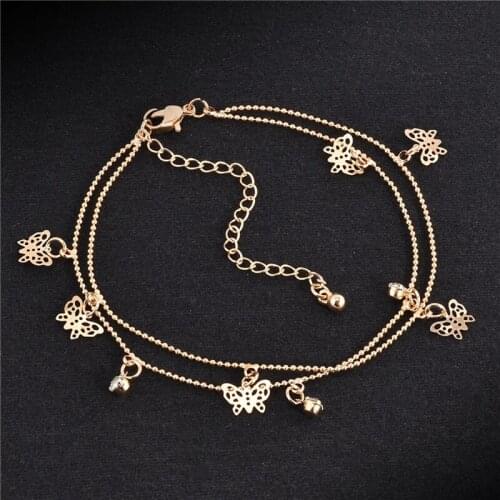 Ladies Sexy Gold Butterfly Anklet Women Stainless Steel Hollow Ankle For Her Fashion Bracelet Beach Sexy Jewelry