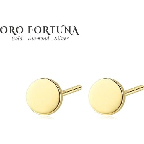 14K Gold Minimalist Round Stud Earrings for Women
