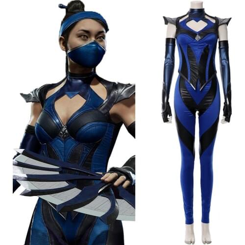 Princess Kitana Cosplay Mortal Cosplay Costume Adult Women Girl Leather Bodysuit Outfit Halloween Carnival