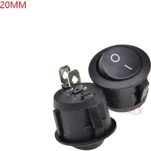 5PCS 20MM Diameter 2PIN black small ROUND Push Button rocker Switch ON/OFF power switches 3A/250V 6A/125V