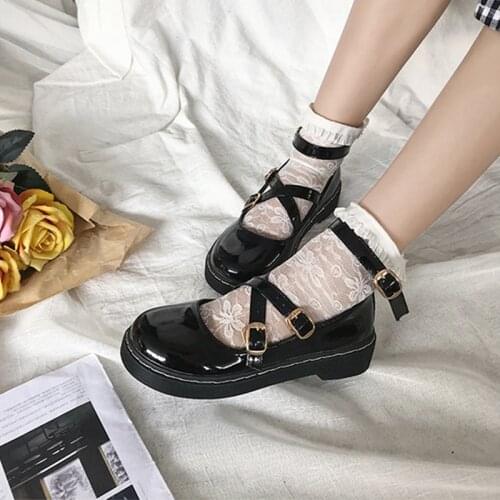 Japanese Style Sweet College Student Shoes Girls Cosplay Lolita Shoes JK Uniform Shoes Low Heel Round Head PU Kawaii JK Shoes
