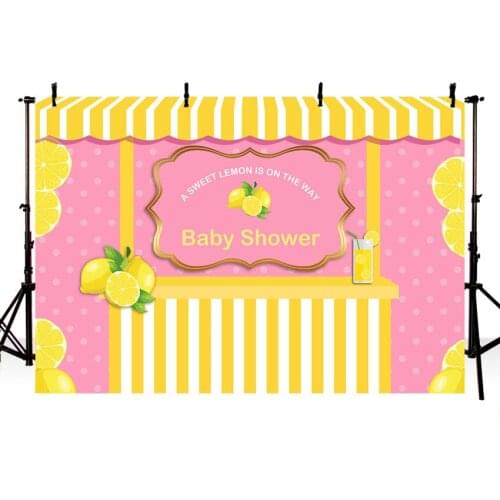 Candy Bar Ice Cream Lemon Parlor Celebration Background Baby Shower Birthday Party Banner Photography Backdrop for Photo Booth